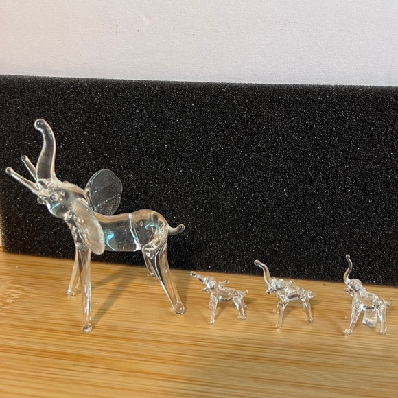 Other - 1940’s handblown glass elephant with babies figurines.